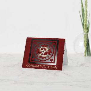 Medewerker 2 jaar Jubileum Elegant Golden Red Kaart