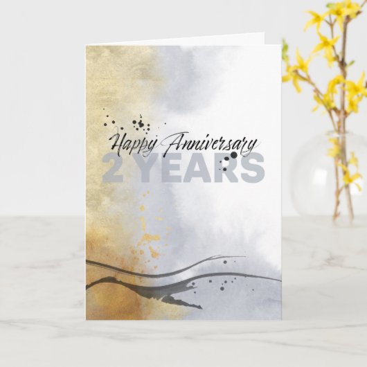 Medewerker 2e Jubileum Artistieke Inkt Abstract Kaart (Gele Bloem)