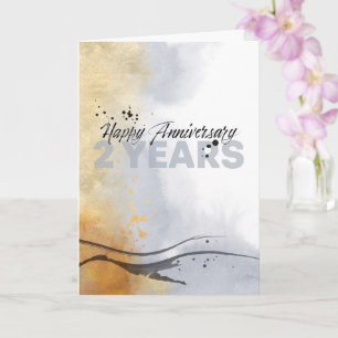 Medewerker 2e Jubileum Artistieke Inkt Abstract Kaart