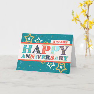Medewerker 2e Jubileum Bold Colours and Stars Kaart
