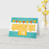 Medewerker 2e Jubileum Kleurrijke Bunting Kaart (Gele Bloem)