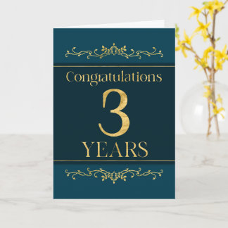 Medewerker 3e Jubileum Stijlvol Formal Elegant Kaart