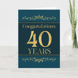 Medewerker 40e Jubileum Stijlvolle Formele Elegant Kaart