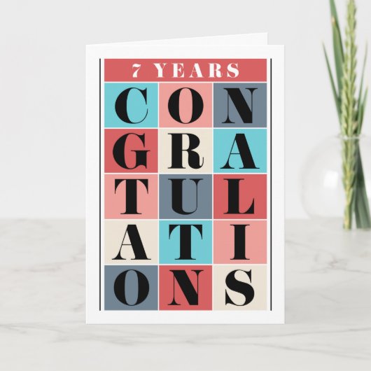 Medewerker 7e Jubileum Gefeliciteerd Grid Kaart (Voorkant)