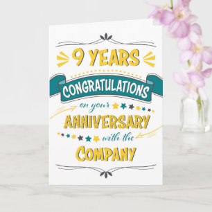 Medewerker 9de Jubileum Gefeliciteerd Word Art Kaart