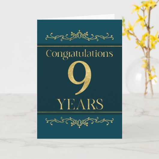 Medewerker 9e Jubileum Stijlvol Formal Elegant Kaart (Gele Bloem)