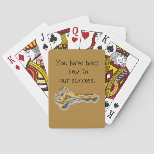 Medewerker Bedankt Gouden Sleutel Team Waardering Pokerkaarten