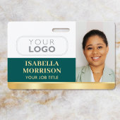 Medewerker Business Custom ID Logo QR Green Gold Badge