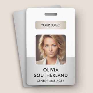 Medewerker Foto Bedrijf Logo Beveiligings ID Zilve Badge