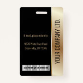 Medewerker Foto ID Barcode Logo Zwart & Goud Badge (Achterkant)