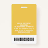 Medewerker Foto ID modern geel, logo professional Badge (Achterkant)