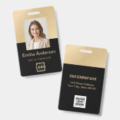 Medewerker Foto ID QR Code Logo Zwart geborsteld G Badge (Front & Back)