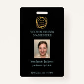 Medewerker Fotobedrijf Logo QR Code Zwart Blauwgro Badge (Voorkant)