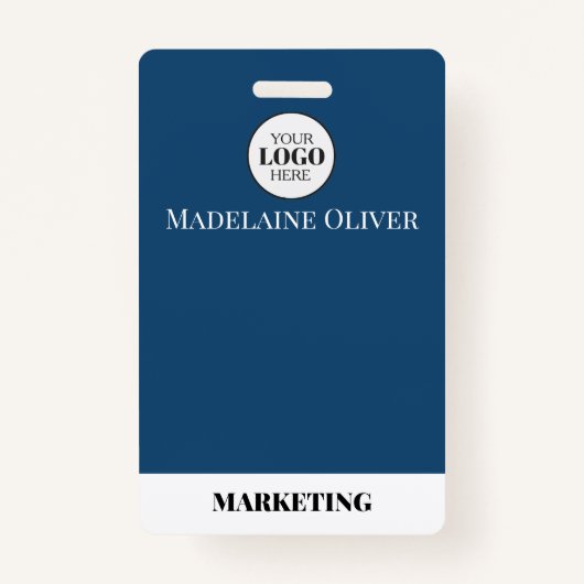 Medewerker ID Foto QR Code Blue Logo Badge (Voorkant)