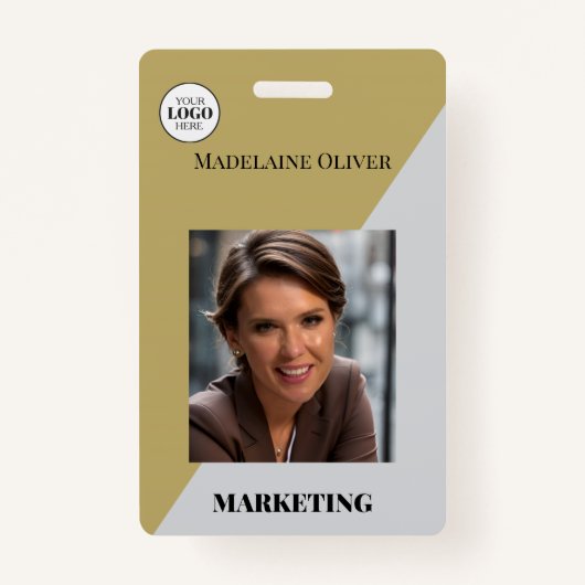 Medewerker ID Foto QR Code Goud Kleur Logo Badge (Voorkant)