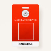 Medewerker ID Foto QR Code Rood Logo Badge (Voorkant)