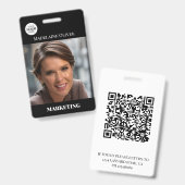 Medewerker ID Foto QR Code Zwart Logo Badge (Front & Back)
