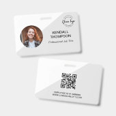 Medewerker ID minimalist Grey Custom logo QR code Badge (Voor- en achterkant)