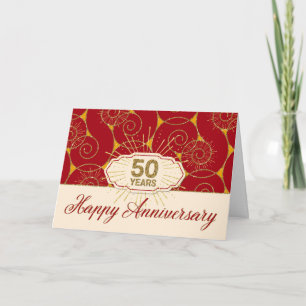 Medewerker Jubileum 50 jaar - Red Swirls Kaart