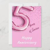 Medewerker Jubileum 5 jaar Roze Ballon Kaart (Voorkant)