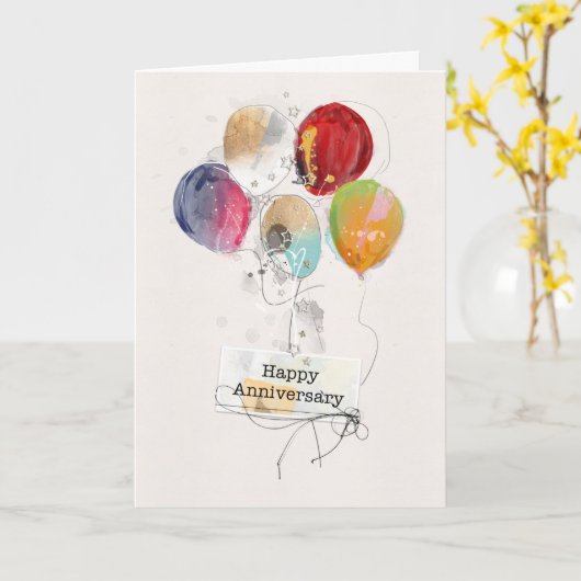 Medewerker Jubileum Ballonnen Kaart (Gele Bloem)