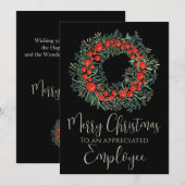 Medewerker Kerst bessen krans Feestdagenkaart (Voorkant / Achterkant)