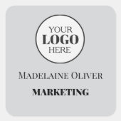 Medewerker Logo Gray Simple Vierkante Sticker (Voorkant)