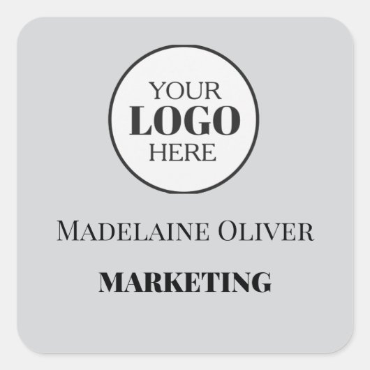 Medewerker Logo Gray Simple Vierkante Sticker (Voorkant)