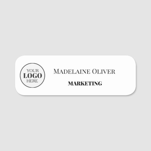 Medewerker Logo White Simple Naamplaatje (Voorkant)