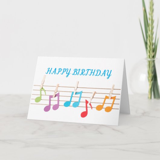**MEDEWERKER** MUZIKALE NOTEN VERJAARDAG WENSEN KAART (Voorkant)