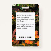 Medewerker Photo Bar Code Logo Naam Bloemen Badge (Achterkant)