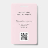 Medewerker QR Code Blush Pink ID Badge (Back)
