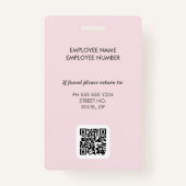 Medewerker QR Code Blush Pink ID Badge (Achterkant)