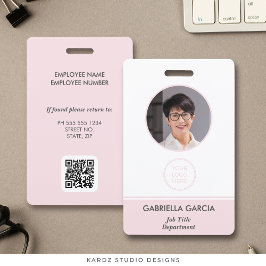Medewerker QR Code Blush Pink ID Badge