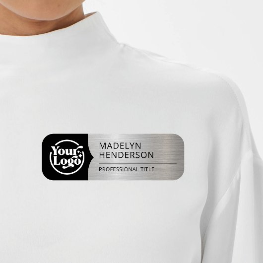 Medewerker Zwart Metallic Zilver Logo Magnetisch Naamplaatje