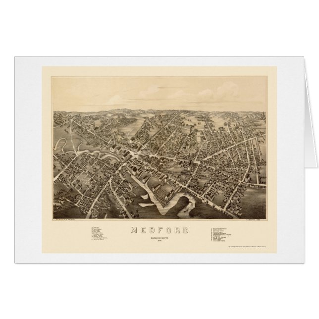 Medford, carte panoramique de mA - 1880 (Devant horizontal)