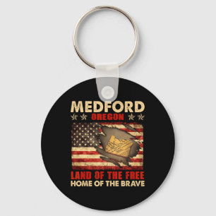 Medford Oregon Vlag van de Verenigde Staten op 4 j Sleutelhanger