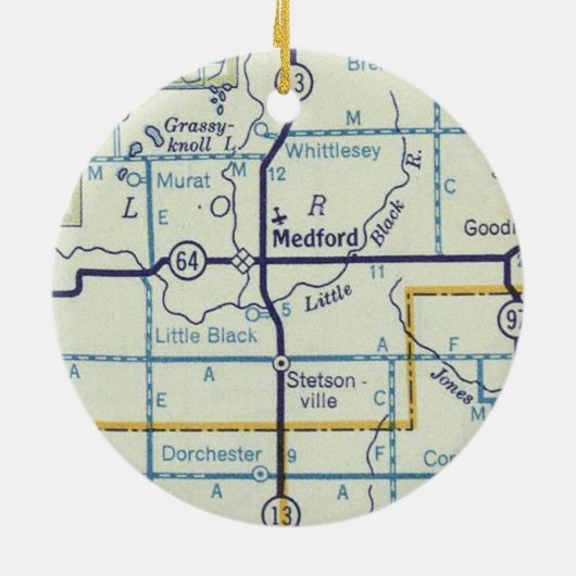 Medford WI Map Keramisch Ornament (Achterkant)