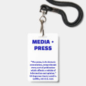 Média, badge de presse (Avant avec lanière)