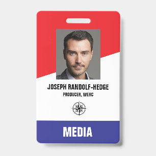 MEDIA PASS - Foto I.D. Rood/Blauw Badge