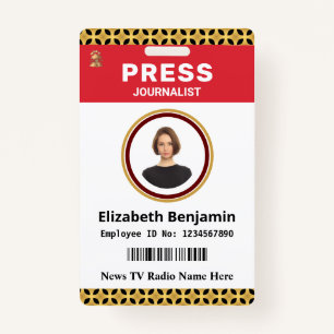 Media Pers Pass Journalist Foto ID Kaart Aangepast Badge