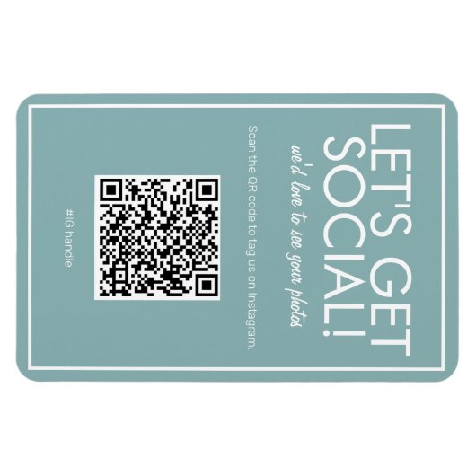 Média social Turquoise moderne QR Code Magnet (Horizontal)