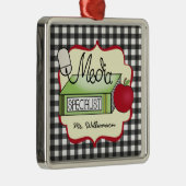 Media Specialist Book Apple & Computer Mouse Metalen Ornament (Rechts)