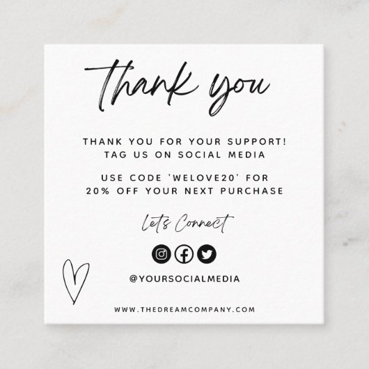  media Tussenvoegsel Bedankt Mini Visitekaartje (Voorkant)