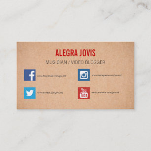 MÉDIAS SOCIAUX MUSICIEN VOUS TUBE CARTE DE VISITE
