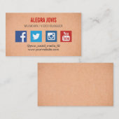 MÉDIAS SOCIAUX MUSICIEN VOUS TUBE CARTE DE VISITE (Devant / Derrière)