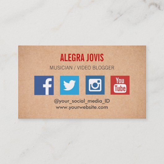 MÉDIAS SOCIAUX MUSICIEN VOUS TUBE CARTE DE VISITE (Devant)