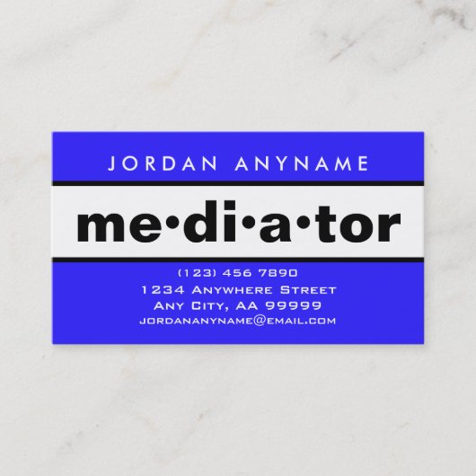 Mediator Bold Blauw en Wit Visitekaartje (Voorkant)