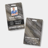 Medica Foto ID Grey Brown Black Inks Badge (Front & Back)