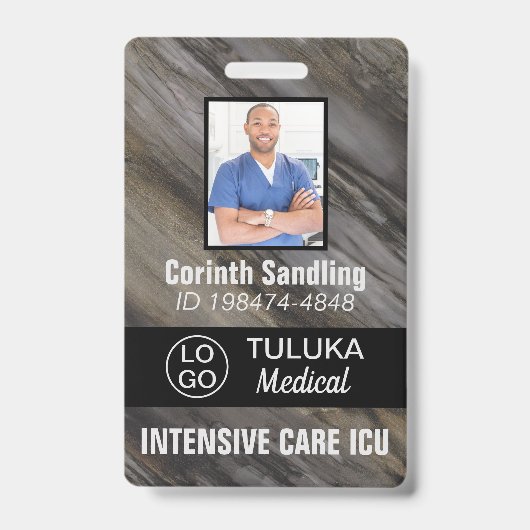Medica Foto ID Grey Brown Black Inks Badge (Front)